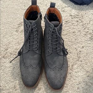 Steve Madden Gray Lace-Up Brogue Boots